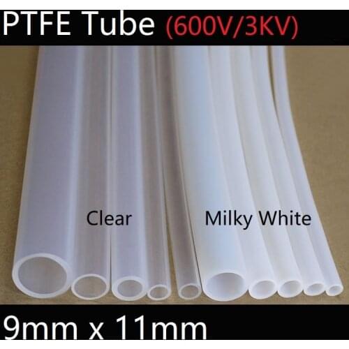 9mm x 11mm PTFE Tube T eflon Insulated Rigid Capillary F4 Pipe High Low Temperature Resistant Transmit Hose 3KV White Clear