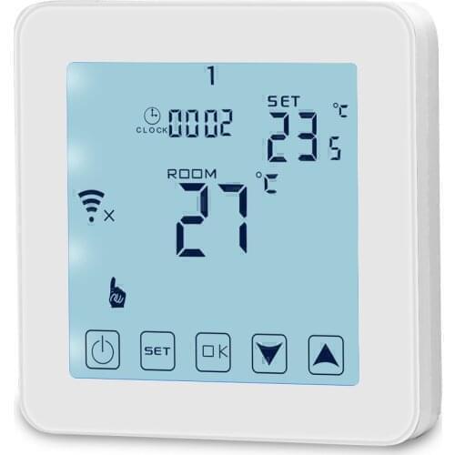 90~240V Wifi Room Thermostat for 16A /3A Dry Contact Remote Tuya App Control Works with Alexa Google Home