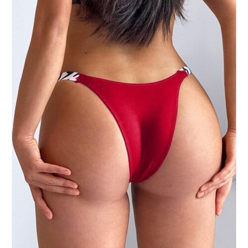 Fashion Thong Sexy Low Waist Panties Women g String Letter Rhinestone Bikini Panties Thong Comfort High Fork Fitness Lady