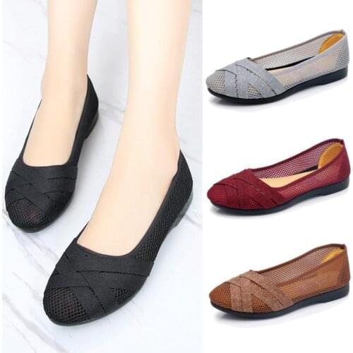 5 pieces black color Shoes Female Breathable Anti-slip Soft Hollow out Flat Work Shoes Mom Shoes lykj-yx