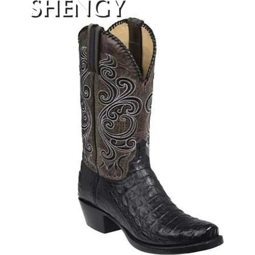 Women Knee High Boots Cowgirl Winter Boots Women Pointed Toe Western Girls Motorcycle Shoes Woman Ladies Outdoor Botas Mujer