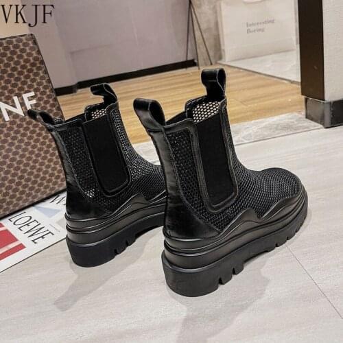 Mesh Breathable Sandals Women 2021 Summer New Style Thin Hollow Martin Boots British Style Thick-soled Sandals Women