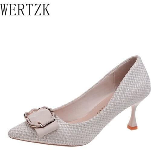2021 Women 6.5cm High Heels Fashion Pumps Low Heels Buckle Elegant Lady Stripper Scarpins Sexy Prom Wedding Shoes