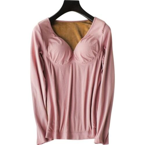 Ladies Winter Warm Underwear Female Thick Long Sleeved Cashmere Modal With Bra Autumn Clothes Thermal Body Sculpting Shapers