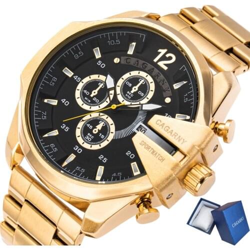 Gold Relojes Hombre 2020 Cagarny Watches Men Luxury Male Clock Sport Watches Stainless Steel Quartz Men Watch Free Dropshipping