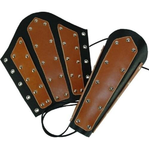 1 Pair Adult Medieval Cosplay Costume for Men Carnival Party Wrist Bandage Steampunk Bracers Viking Pirate Armor Warrior Archer