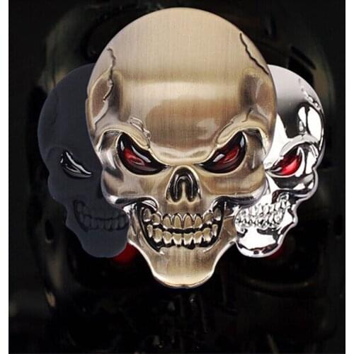 1Pcs 3D Skull Zinc Alloy Metal Car Motorcycle Sticker Skull Emblem Badge Car Styling Stickers Accessories Car Decoration