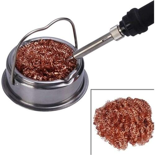 1pcs Welding Soldering Solder Iron Tip Cleaner Cleaning Steel Wire With Stand Set Cleaning Soldering Iron Stand