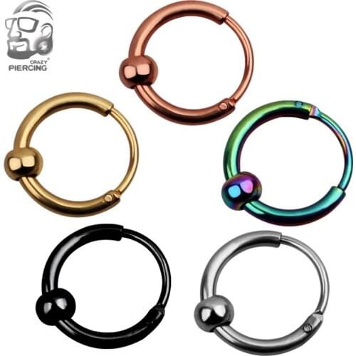 12g 2pcs Hinged Segment Nose Ring Clicker Helix Piercing Ear Cartilage Tragus Nose Rings Hoop Neus Pircing Body Jewelry Unisex