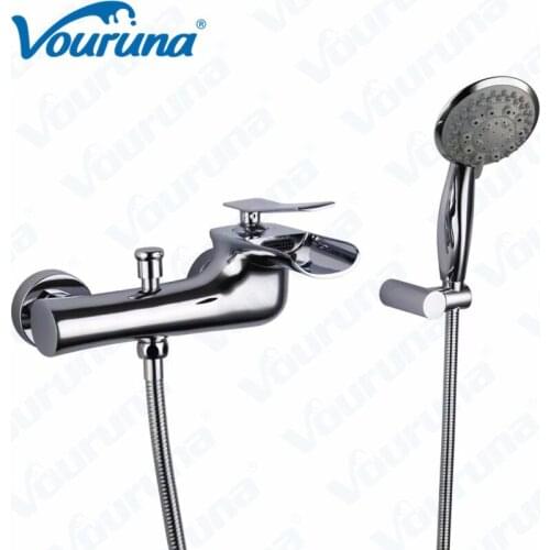 2018 Wholesale High Quality New Arrival Cascade Bath Mixer Taps Solid Brass Chrome Finish Wall Mount Waterfall Bathtub Faucet