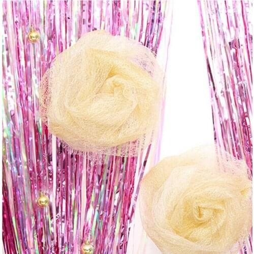 3size 1pc Rainbow Translucent Metallic Foil Fringe Shiny Rain Curtains Decor Wedding Birthday Bachelorette Party Booth Backdrop
