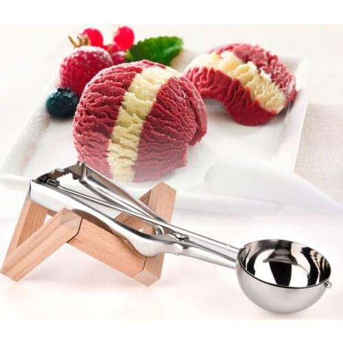 3pcs/set 3 Size Stainless Steel Ice Cream Scoop Stack Spoon With Trigger Cookie Spoons Handle Fruit Baller Kitchen Tools Set