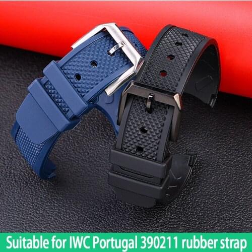 Outdoor Sports Watch Strap Adapt To International I-WC Portugal Iw390211 Iw390209 Waterproof Silicone Arc band Black 22mm