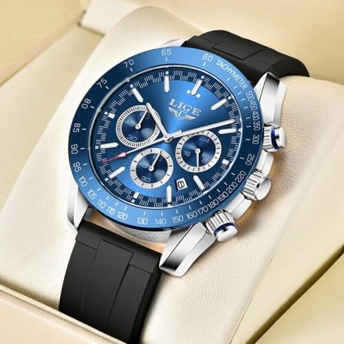 LIGE 2021 New Men Watch Top Brand Luxury Fashion Military Chronograph Wristwatch Casual Sport Waterproof Clock Relogio Masculino