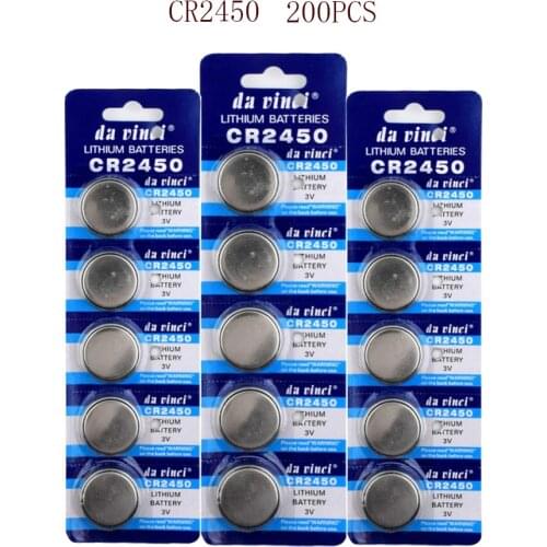200PCS CR2450 Lithium 3V Button Batteries KCR2450 5029LC LM2450 CR 2450 Cell Coin Battery for Watch Electronic Toy Remote