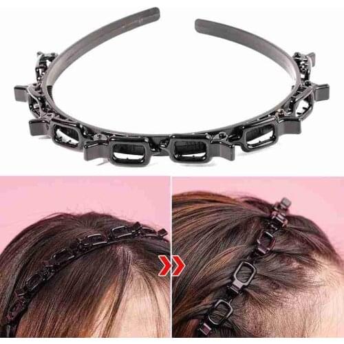 1pc Double Bangs Clip Hair Band Hollow Woven Bangs Headband Double Bangs Hairstyle Hairpin Headband for Women Wedding Jewelry