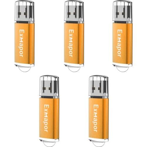 Exmapor 16GB Flash Drive 5PCS 32GB 8GB USB Pendrive Rectangle Memory Stick 4GB Data Storage for PC External USB Stick Orange