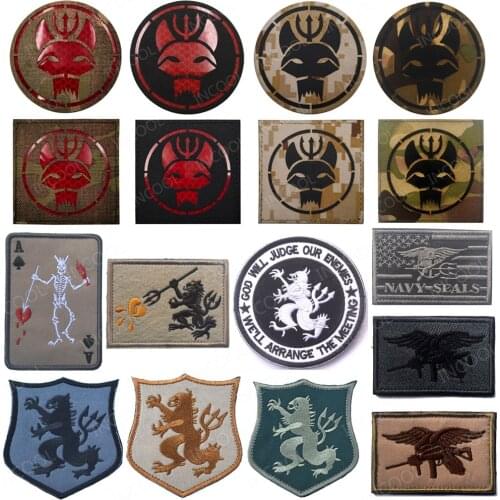 IR Infrared Reflective Flag Patches Navy Seal Embroidered Patches American US Flags Tactical Military Embroidery Badges