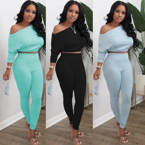 Ueteey New Two-piece off shoulder solid women pant set