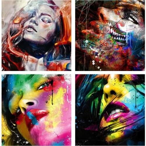 Woman Face Colorful Abstract Wall Art Diy 5d Diamond Painting Wall Mosaic Picture Diamond Embroidery Home Decoration Art
