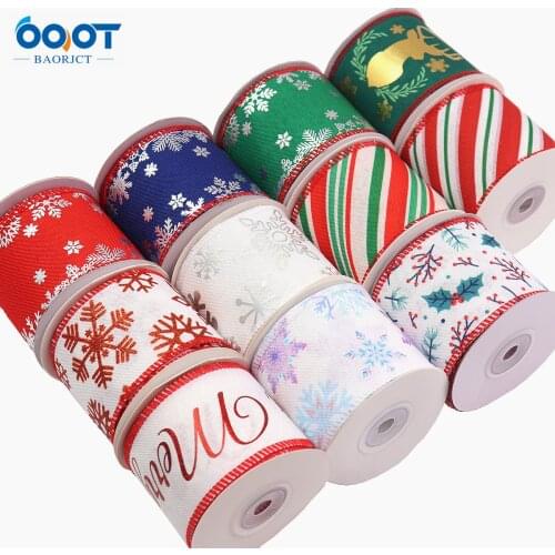 M-21719-1110 63MM 5Yards/Roll Lron Wire Edge Imitation Hemp Tacks With Christmas Party DIY Decoration Ribbons