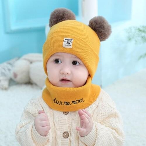 Cute Baby Knitted Hat Boy Girl Infant Thicken Caps Beanie with Tiny Hairball Kids Girl Solid Knitted Beanies Caps