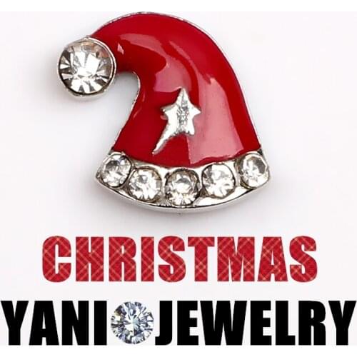 20pcs/lot Free Shipping Enamel Charms Christmas Hat Floating Locket Charms For Glass Locket