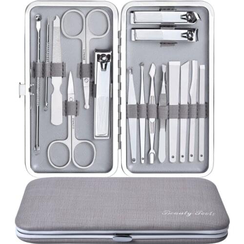 16pcs Manicure Nail Clipper Cutter Set Household Stainless Steel Ear Spoon Nail Clippers Manicure Tool Pedicure Nail Scissors