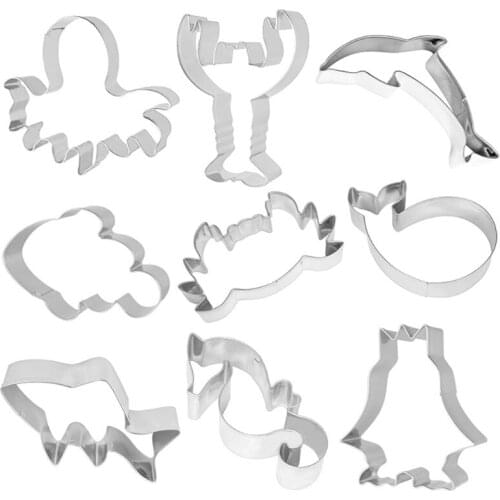Under the Sea Cookie Cutter Set Stainless Steel Biscuit Cutters Molds Shark Octopus Seahorse DIY Baking Mould