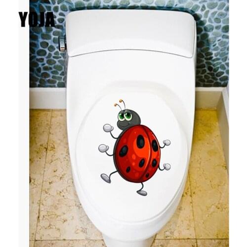 YOJA 17X22.6CM Cartoon Coccinella Septempunctata Children Room Home Decor Wall Sticker Toilet Seat Decal T5-1100