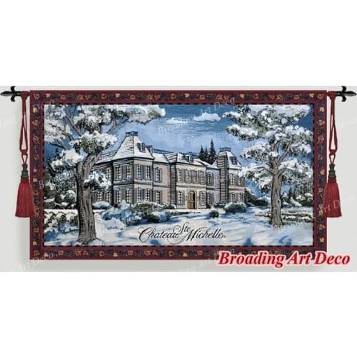 Castel in the Snow Jacquard Weave Tapestry Wall Hanging Gobelin Home Textile Decoration Aubusson Cotton 100% Big Size 138x80cm