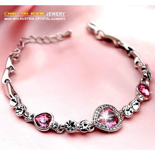 IREACESS New Charm Bracelets For Women Pink Crystal Wedding Bracelets & Bangles Fashion Jewelry Girlfriend Gift