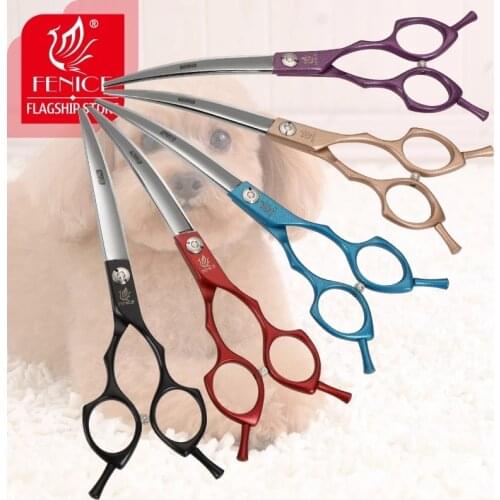 Fenice 6.5 /7.0inch Jp440c Curved Blade Scissors Dog Grooming Shears Pet Grooming Dog Cat Supplies