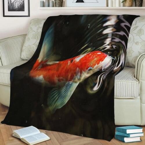 Animal Koi Fishes Fish Koi Flannel Throw Blanket 3D Printed Keep Warm Sofa Child Blanket Home Decor Textiles Dream Family Gift