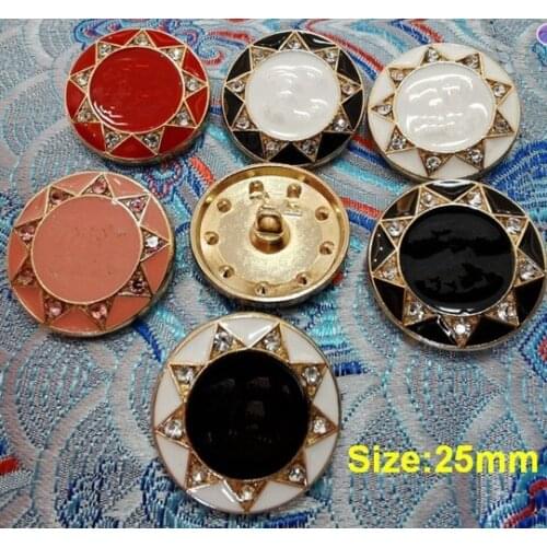Wholesale 10 pieces High-grade Metal Rhinestones Clothing Overcoat Jacket Buttons Coat Sweater Button Size 25mm Free shipping