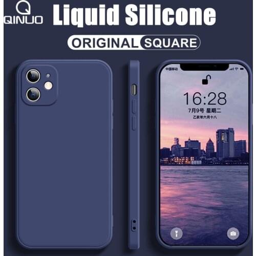 Original Square Liquid Silicone Phone Case For iPhone 13 Pro 12 Mini 11 Pro Max X XR XS Max 6 6S 7 8 Plus SE 5 5S Soft TPU Cover