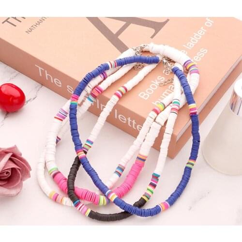 2020 New Fashion Colorful Clay Choker Necklace For men Women Bohemian Adjustable Soft Pottery Collar Necklace Boho Jewelry