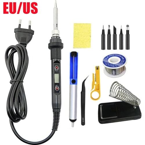 Adjustable Temperature Solder Iron Heat Pencil 80W 220V 110V LCD Welding Repair Tools Digital Electric Soldering Iron Kit Set