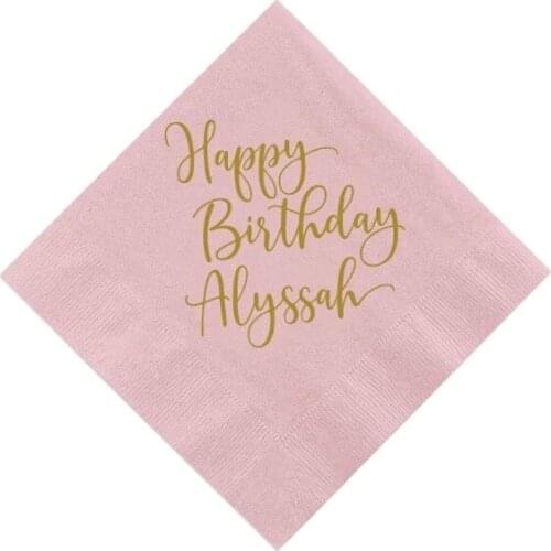 Happy Birthday Personalized Napkins, Happy 1st Birthday, Custom baby shower Napkins milestones birthday food toothpicks