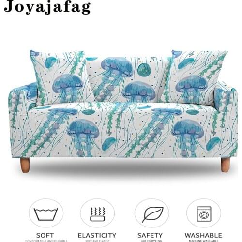 Underwater World Jellyfish Sofa Covers 1/2/3/4 Seater Stretch Couch Cover For Living Room Washable Dust-proof Elastic Slipcover