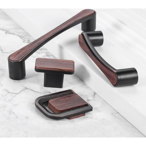 Brown Wooden Zinc Alloy Cabinet Knob and Handle Kitchen Handles Cupboard Pulls Drawer Knobs Funiture Hardware