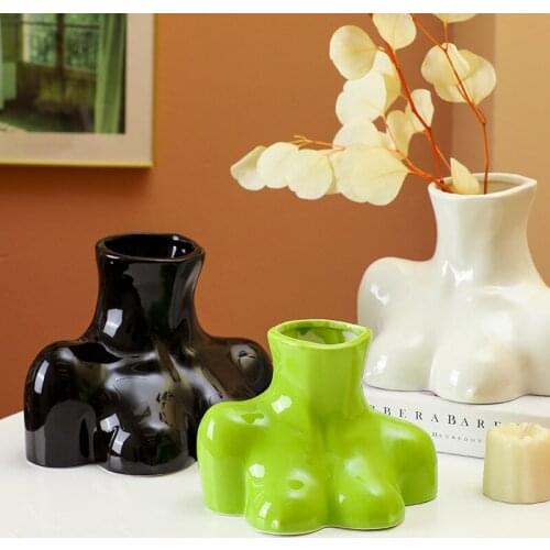 Nordic Ceramics Female Body Art Vase Bust Statue Ornaments Dining Table Ceramic Body Flower Vase