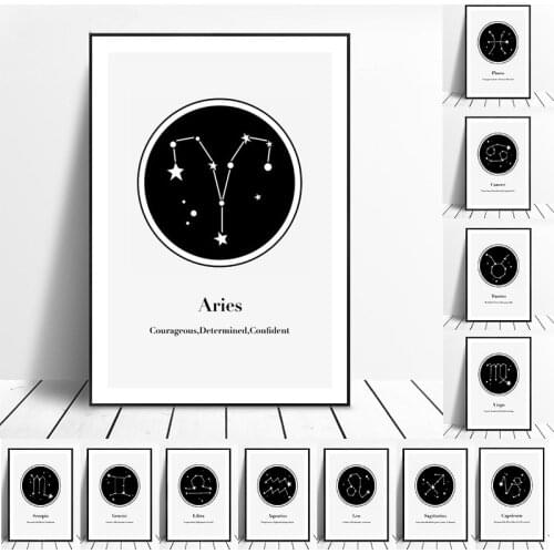 Nordic Cartoon Abstract 12 Constellations of Lovers Picture Canvas Painting for Living Room Bedroom Art Wall Home Decor Poster