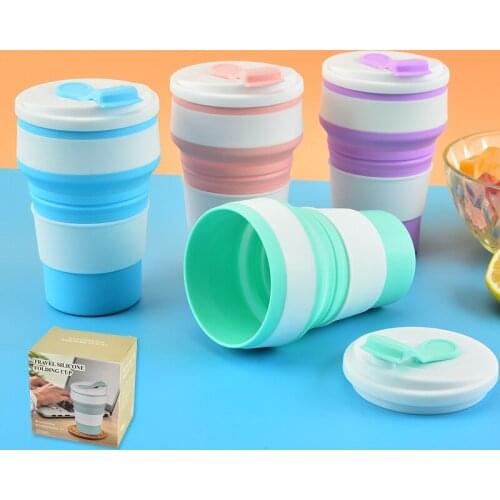 Foldable Water Cups Folding Silicone Cup Coffee Mugs Travel Collapsible Silicone Cups Portable Handcup Retractable reusable cup
