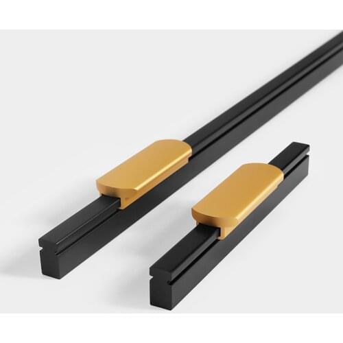 Modern Black Gold Splicing Wardrobe Drawer Knob Gray Kitchen Wine Cabinet Door Handle Aluminum Furniture Decoration Handle