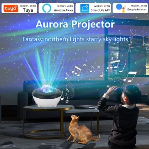 2021 Smart Aurora Projector Lamp Music Projection Night Light Bluetooth-compatible Automation Works With Alexa Google