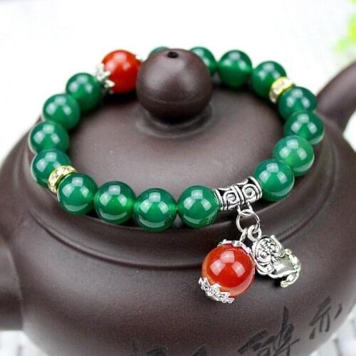 Fine jewelry natural green jade beads bracelets with 925 sterling silver bracelet for women jade jewelry