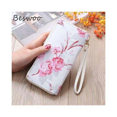 Womens Rose Print Wallet Hot Selling Long Handbag Fashion Wild Clutch Bag Multi-card Purse Wallet for Women Card Holder Cartera