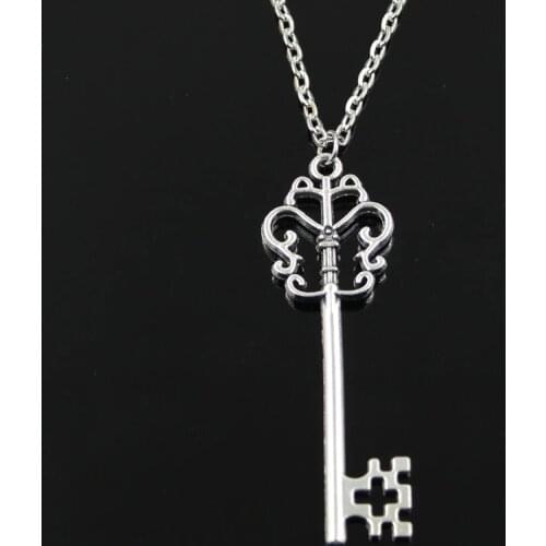 Simple Classic Fashion Vintage Skeleton Chest Key Antique Silver Color Pendant Girl Short Long Chain Necklaces Jewelry For Women