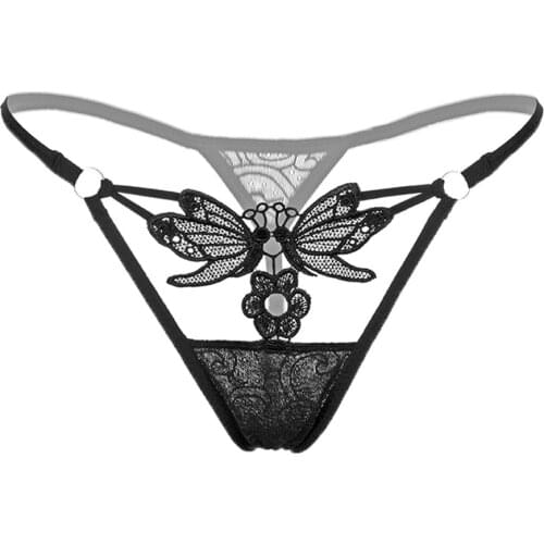 Womens Underwear Embroidery Sexy Lace Lingerie Low-Waist Panties Hollow Sexy G-String Thongs Seamless Women Lingerie Brief